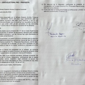 Resolución N°1 - Junta electoral PRO - 13/10/24