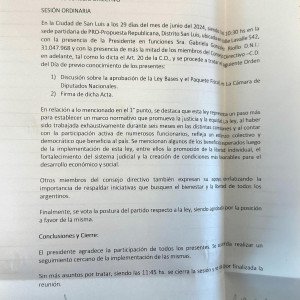 Acta del Consejo Directivo: Sesión Ordinaria 29/6/24